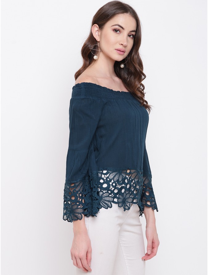 off shoulder net top